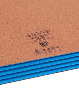 Smead Recycled Reinforced File Pocket, 3" Expansion, Legal Size, Blue, 10/Box (74679)