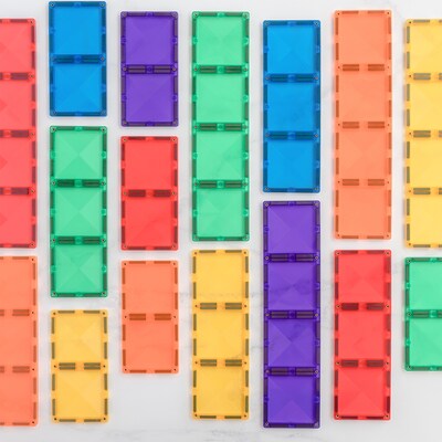 Connetix Magnetic Tiles Rainbow Rectangle Pack, 18 Pieces (CNTR00018RE)