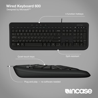 Incase Designed by Microsoft Wired Keyboard 600, Black (ANB-00001)