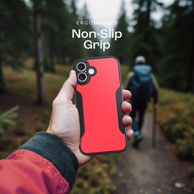 SaharaCase Classic MagSafe Rugged Case with Tempered Glass Screen Protector for iPhone 16, Shock Absorbing, Viper Red (CP00643)