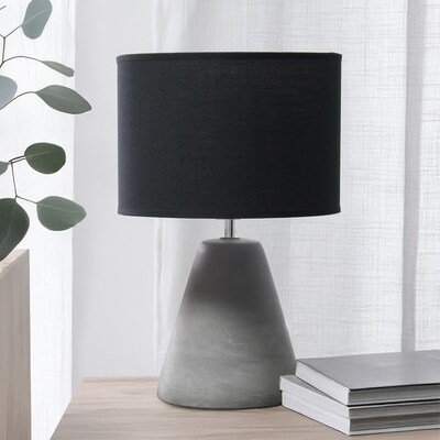 Creekwood Home Tapered Concrete 14.37" LED Table Lamp, Black (CWT-1010-BK)