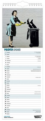 2025 BrownTrout Banksy's Graffiti 6.75" x 16.5" Monthly Slimline Wall Calendar (9781975480677)