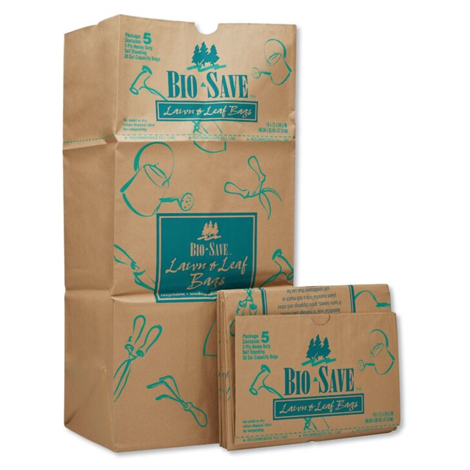 General 30 Gallon Lawn & Leaf Bags, Self-Standing, Open-Face, 16 x 35, Kraft, 50/Carton (BAGRBR30105BO)