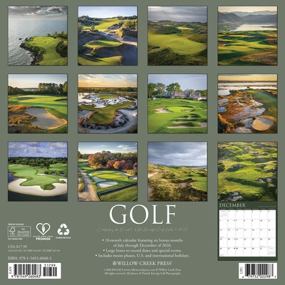 2027 Willow Creek Golf 12 x 12 Monthly Wall Calendar, Assorted Colors (60483)