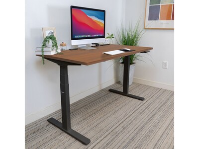 Mount-It! Ultimate 55"W Electric Rectangular Adjustable Standing Desk, Brown/Black (MI-18106)