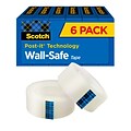 Scotch® Wall-Safe Tape, 3/4 x 22.22 yds., 6 Rolls/Pack (813S6)