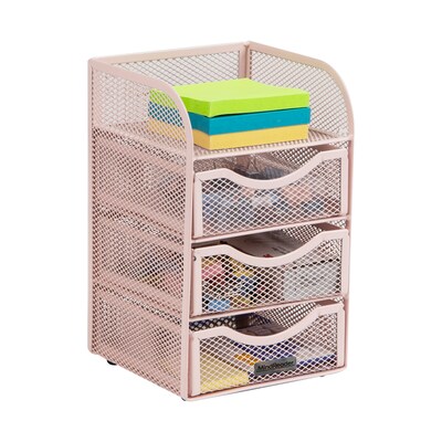 Mind Reader 4-Compartment Metal Desk Organizer, Pink (MESHMINI-PNK)