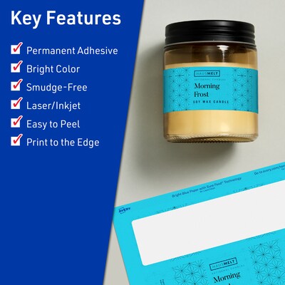 Avery Printable Rectangle Multipurpose Labels, 2.25 x 7.75, Bright Blue, 320/Box (94244)
