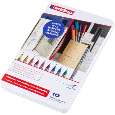 Edding Edd Fineliners, 55 Series Fineliner, Assorted Ink, 10/Set (EDD45510)