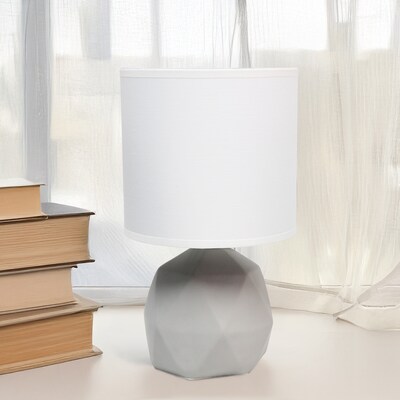 Creekwood Home Geometric Concrete 10.62" LED Table Lamp, White (CWT-1011-WH)