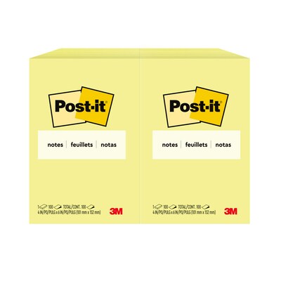 Post-it® Notes, 4 x 6, Canary Yellow, 100 Sheets/Pad, 12 Pads/Pack (659)