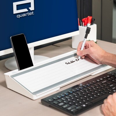 Quartet Flip-Top Glass Dry-Erase Desktop Pad, 18" x 6", White Surface (Q090F04-R)