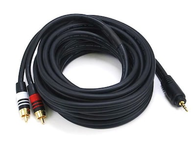 Monoprice 15 ft. Premium 3.5mm Stereo to 2RCA Audio Cable, Male to Male, 22AWG, Black (5600)