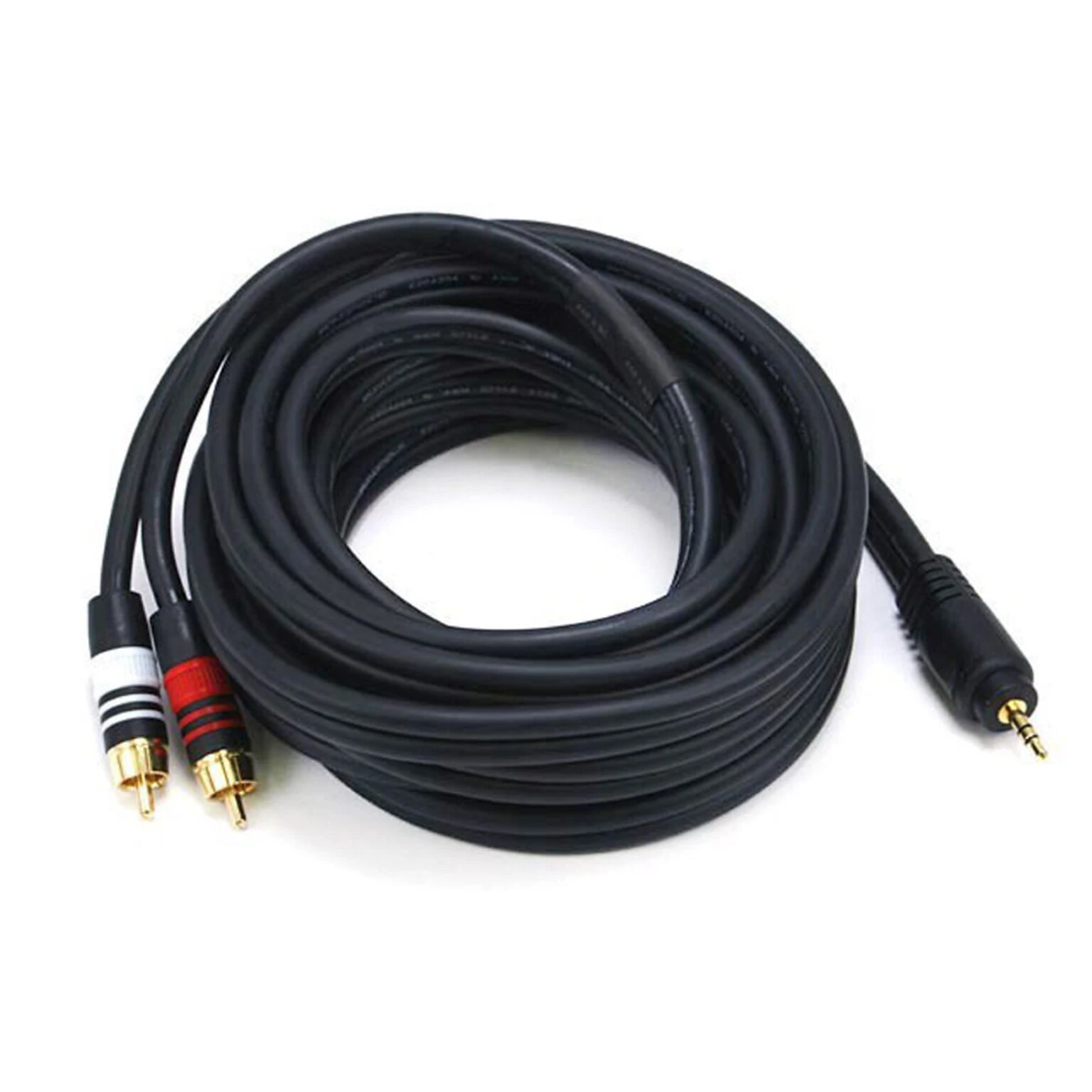 Monoprice 15 ft. Premium 3.5mm Stereo to 2RCA Audio Cable, Male to Male, 22AWG, Black (5600)