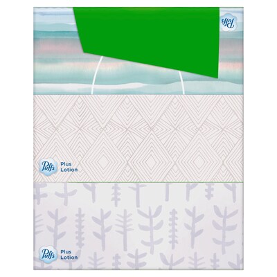 Puffs Plus Lotion Facial Tissue, 2-ply, 124 Tissues/Box, 6 Boxes/Pack (39383)