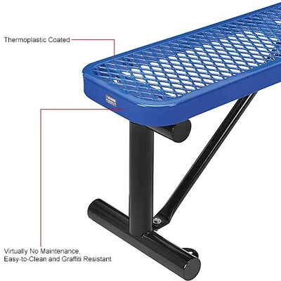 Global Industrial 4' Outdoor Steel Flat Bench, Expanded Metal, Blue (695741BL)