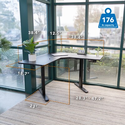 Mount-It! MI-15003 47"W L-Shaped Adjustable Particle Board Standing Desk, Black (MI-15003)
