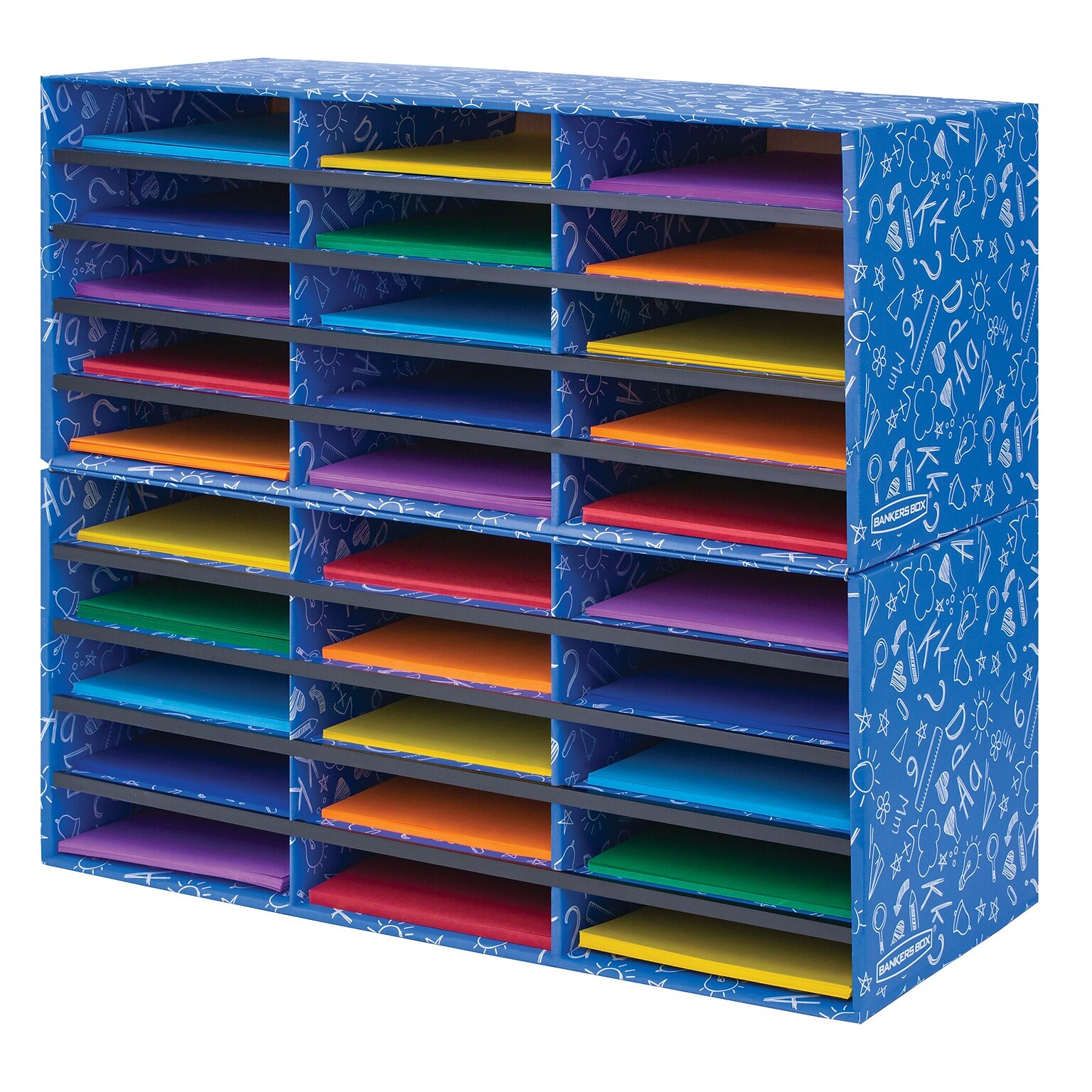 Bankers Box Classroom collection, 30-Compartment Literature Organizers, 28.5 x 12.375, Blue (3384401)