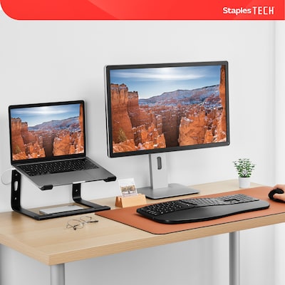 Staples TECH 11.2 x 10.2 Aluminum Laptop Stand, Black (ST62654)