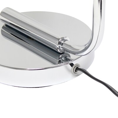 Creekwood Home Vintage Vantage 18.8" Minimalist Industrial Curved Arm Desk Lamp w/ Clear Glass Shade, Chrome (CWD-1014-CH)