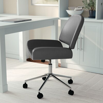 Martha Stewart Tyla Armless Faux Leather Swivel Executive Chair, Gray/Polished Nickel (CH2209215GY)