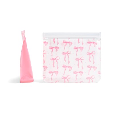 Fit & Fresh Reusable Sandwich Bags, Pink Satin Bows (8305S3819)