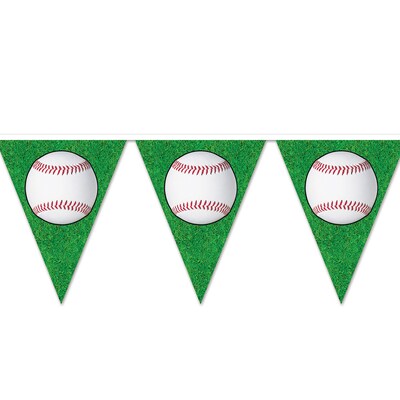 Beistle Baseball Pennant Banner, Green/White, 3/Pack (53661)