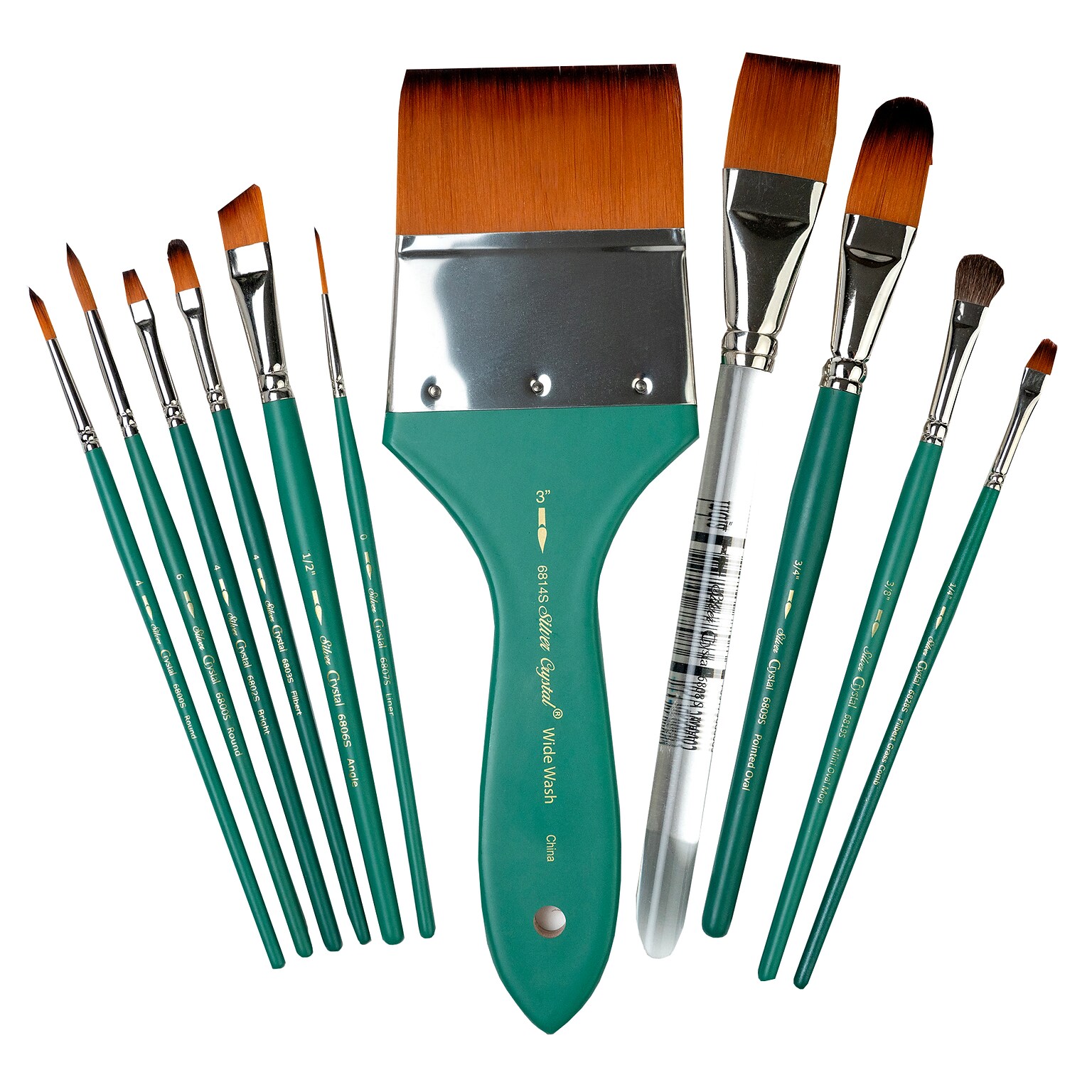 Silver Brush Crystal Variety Brush Set, 11/Pack (SLVCR6869)