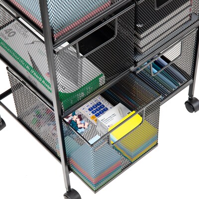 Mind Reader 6-Drawer Multipurpose Office Utility Cart, Black (6DRMESH-BLK)