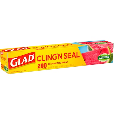 Glad Cling ‘N Seal Plastic Food Wrap, 200 Square Foot Roll, 12/Carton (00020)