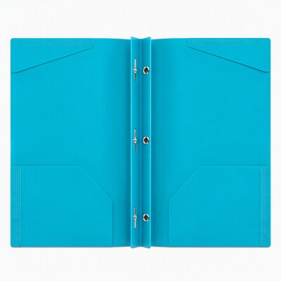 Staples 2-Pocket Portfolio Folder with Fasteners, Letter Size, Durable Poly Construction, Teal