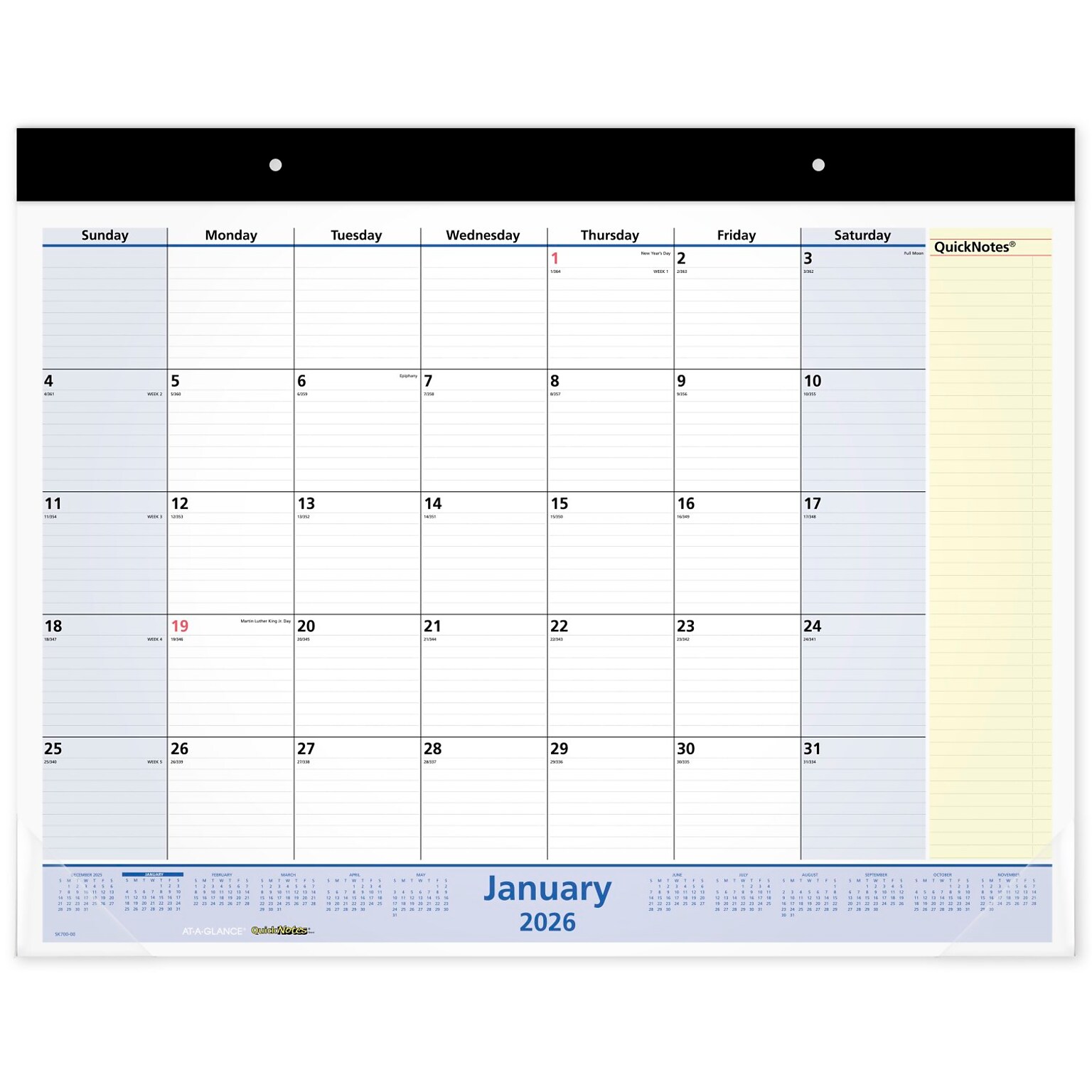 2026 AT-A-GLANCE QuickNotes 21.75 x 17 Monthly Desk Pad Calendar (SK700-00-26)