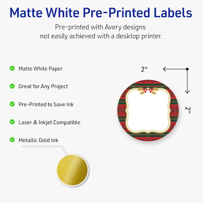 Avery Circle Multipurpose Labels, 2 Dia., White, 120/Pack (19479370512)