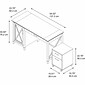 Bush Furniture Key West 54"W Single Pedestal Desk with 2 Drawer Mobile Pedestal, Washed Gray (KWS006WG)