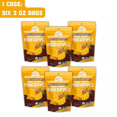 Mavuno Harvest Organic Dried Pineapple Dipped in Dark Chocolate Fruit Snacks, 3 oz., 6 Bags/Pack (MAHW-CPA26PK)
