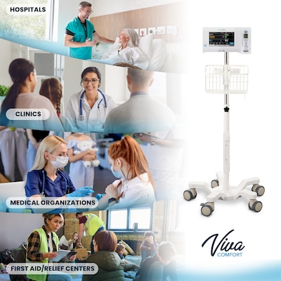 Viva Comfort Mobile Stand for Welch Allyn 4400 & Connex Spot Monitor, Adjustable, White (ADI912-C-MP-01-MK)