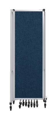 National Public Seating Robo Series 11-Panel Folding Mobile Room Divider, 72"H x 256"W, Blue Fabric (RDG6-11PT04)