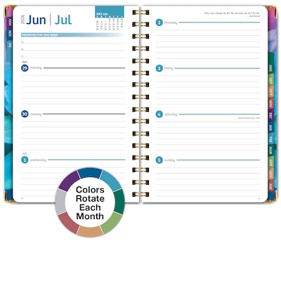 2026-2027 Excello Brands 8" x 5.5" Academic Weekly & Monthly Planner, Paperboard Cover, Rainbow Petals (FSHN-AY26-58-41)