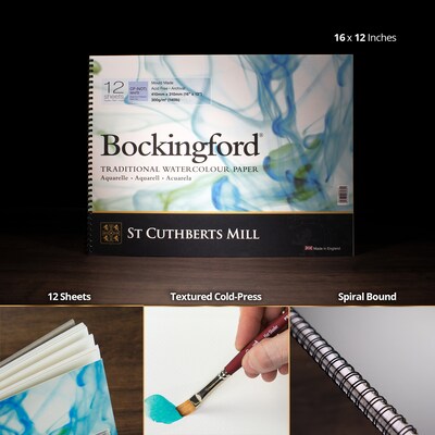 St Cuthberts Mill Bockingford 16" x 12" Watercolor Sketch Pad, 12 Sheets/Pad (STCT47030001011E)