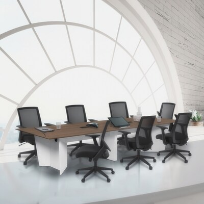 Regency Array 144W x 48D Conference Table with Grommet, Noble Oak/White (ACT14448NOWH)