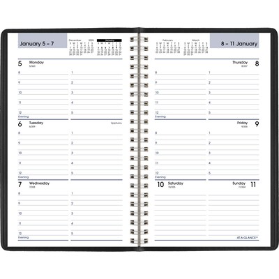2026 AT-A-GLANCE DayMinder 5 x 8 Weekly Appointment Book, Faux Leather Cover, Black (G200-00-26)
