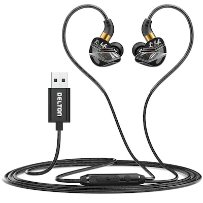 Delton 31E Ergonomic In-Ear USB-A Computer Earbuds, Black (DWH31EBK)