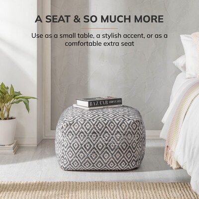 Anji Mountain Cherokee Charcoal Ivory Fabric Rectangular Pouf Ottoman (AMBPF154-2014)