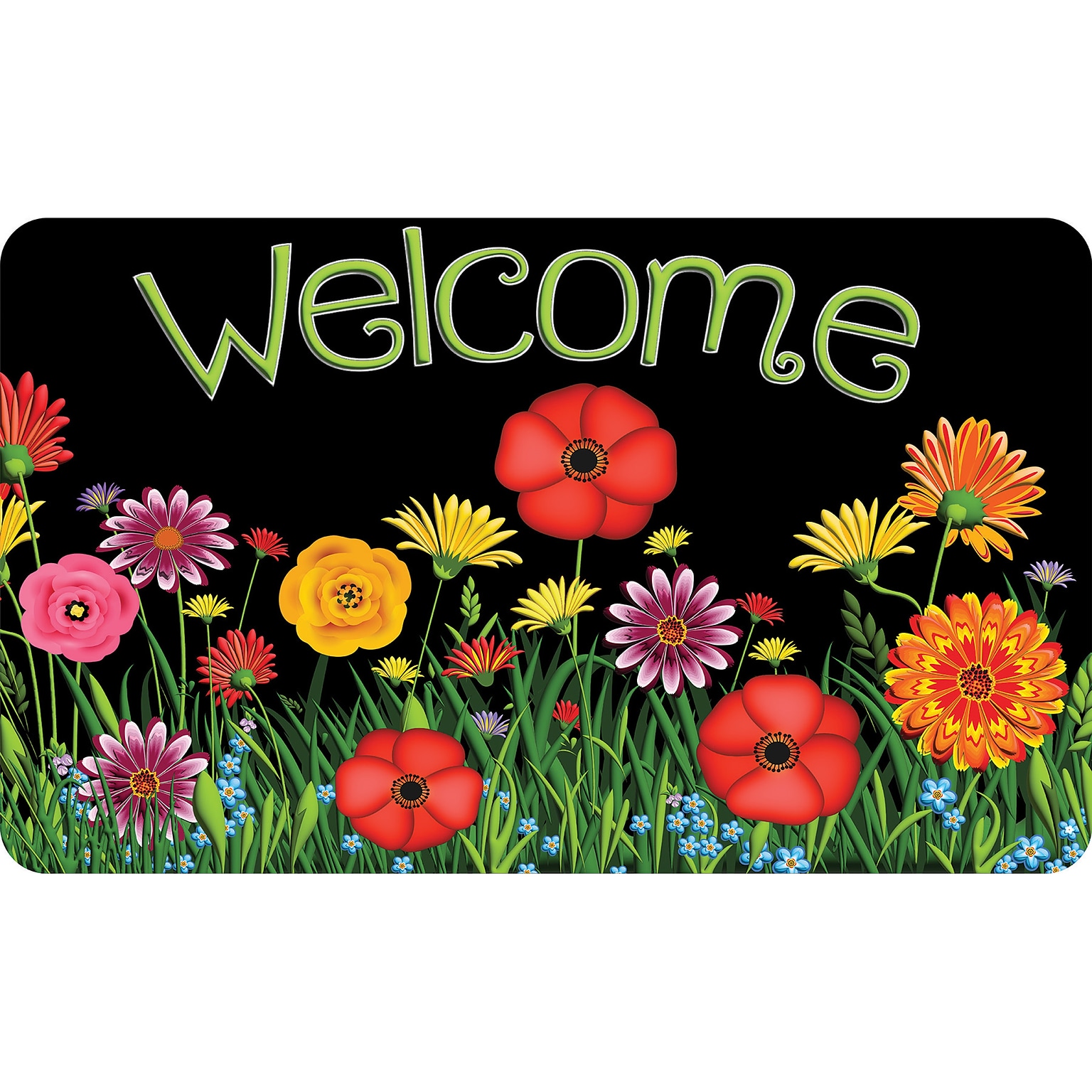 Ashley Productions The Original Fun Mat, Welcome Mat, 18 x 30, Wildflowers Welcome (ASH91301)