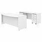 Bush Business Furniture Studio C 72W x 36D Bow Front Desk and Credenza with Mobile File Cabinets, White (STC009WHSU)