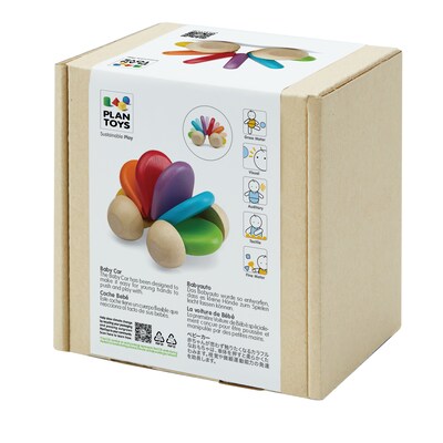 Plan Toys Wooden Baby Car Push Toy, Multicolored (PTS5229)