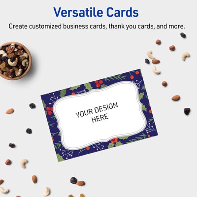 Avery Silver-Navy Matte Blank Card, White, 20/Pack (S00-FHX)