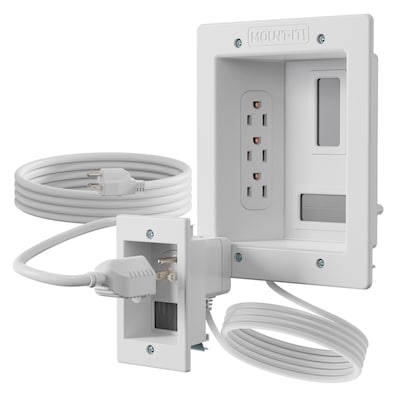 Mount-It! In-Wall Cable Management Kit with 3 Recessed Power Outlets and Power Input Module, White (MI-7288)