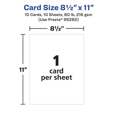 Avery Integrated Cards, 8.5" x 11", Matte White, 10/Pack (95282)