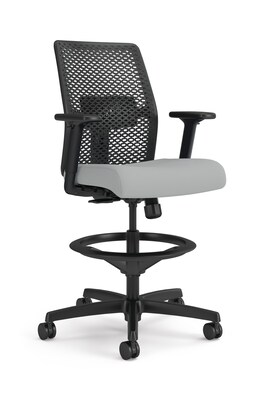 HON Ignition 2.0 ReActiv Back Vinyl Task Stool with Footrest and Lumbar Support, Black/Gray (HITSRA.